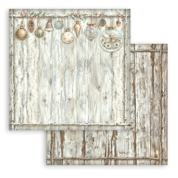 White Christmas - Wooden Pattern, 12x12 - Stamperia