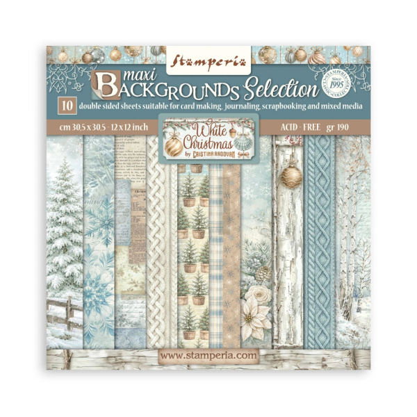 White Christmas Background Selection 12x12 Paperpad - Stamperia