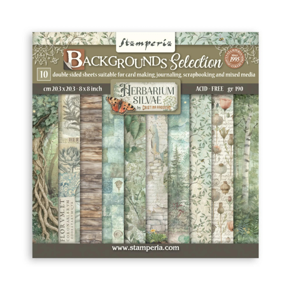 Herbarium Silvae Background Selection 8x8 Paperpad - Stamperia