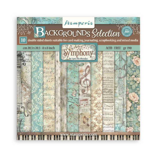 Symphony Background Selection 8x8 Paperpad - Stamperia