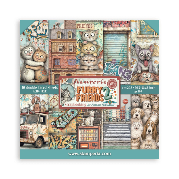 Furry Friends 2, 8x8 Paperpad - Stamperia