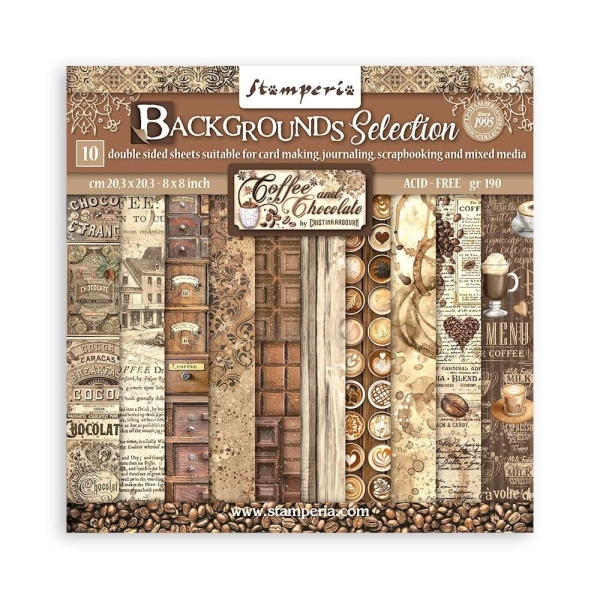 Coffee and Chocolate Background Selection 8x8 Paperpad - Stamperia