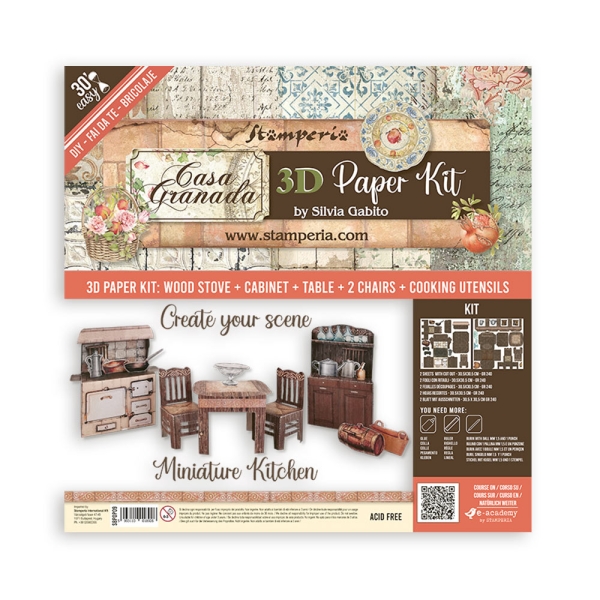 3D Paper Kit Casa Granada, Miniature Kitchen - Stamperia