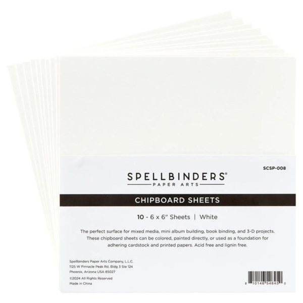Chipboard Sheets 6"x6", White - Spellbinders