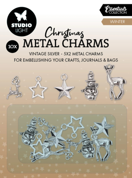 Metal Charms Christmas, Vintage Silver Elements - Studiolight
