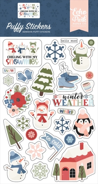 Chilling with my Snowmies, Puffy Stickers - Echo Park