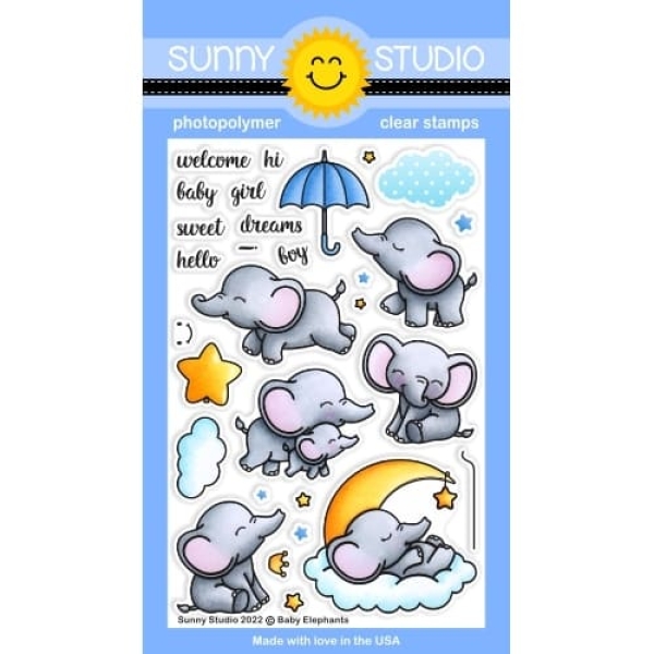 Baby Elephants, Clearstamp - Sunny Studio Stamps