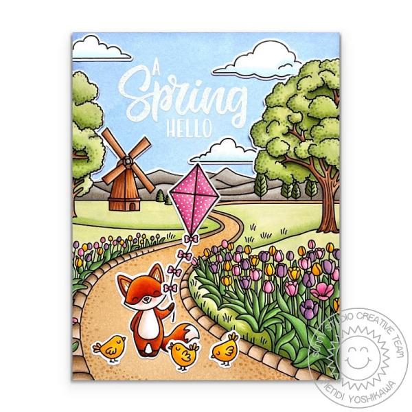 Tulip Path Background, Clearstamp - Sunny Studio Stamps