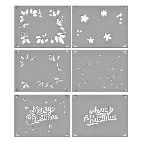 Layered Merry Christmas Foliage, Schablone - Spellbinders