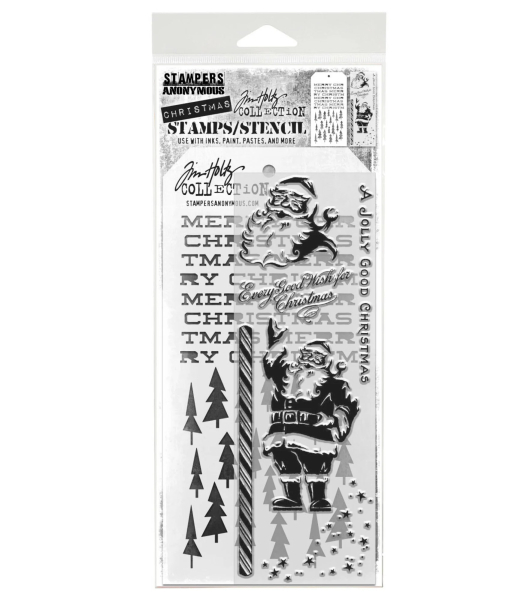 Jolly Holiday, Clearstamp & Stencil - Stampers Anonymous (Tim Holtz)
