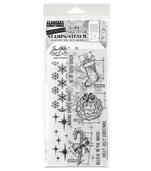 Blueprint Christmas #1, Clearstamp & Stencil - Stampers Anonymous (Tim Holtz)