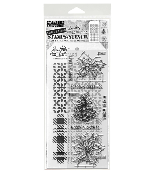 Blueprint Christmas #2, Clearstamp & Stencil - Stampers Anonymous (Tim Holtz)