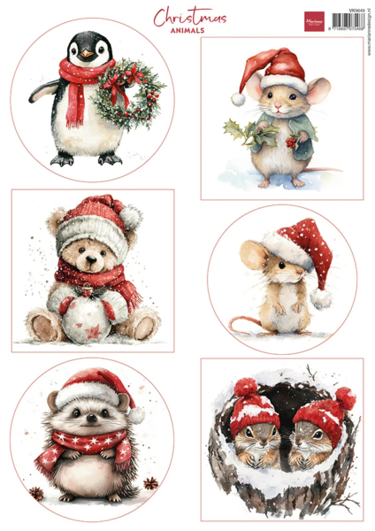 Decoupage Sheet, Christmas Animals  - Marianne Design