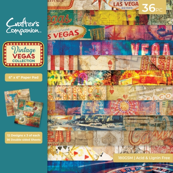 Vintage Vegas 6x6 Paper Pad - Crafter's Companion