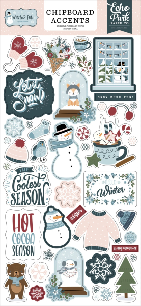 Winter Fun, Chipboard Accents - Echo Park