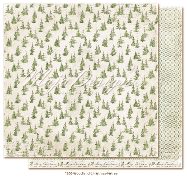 Woodland Christmas, Firtree, Designpapier - Maja Design