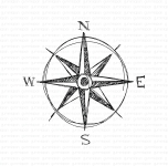 Doodled Compass, Rubberstamp - Gummiapan