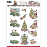 3D Push Out Sheet, Santa's Journey Car - FindIt Trading